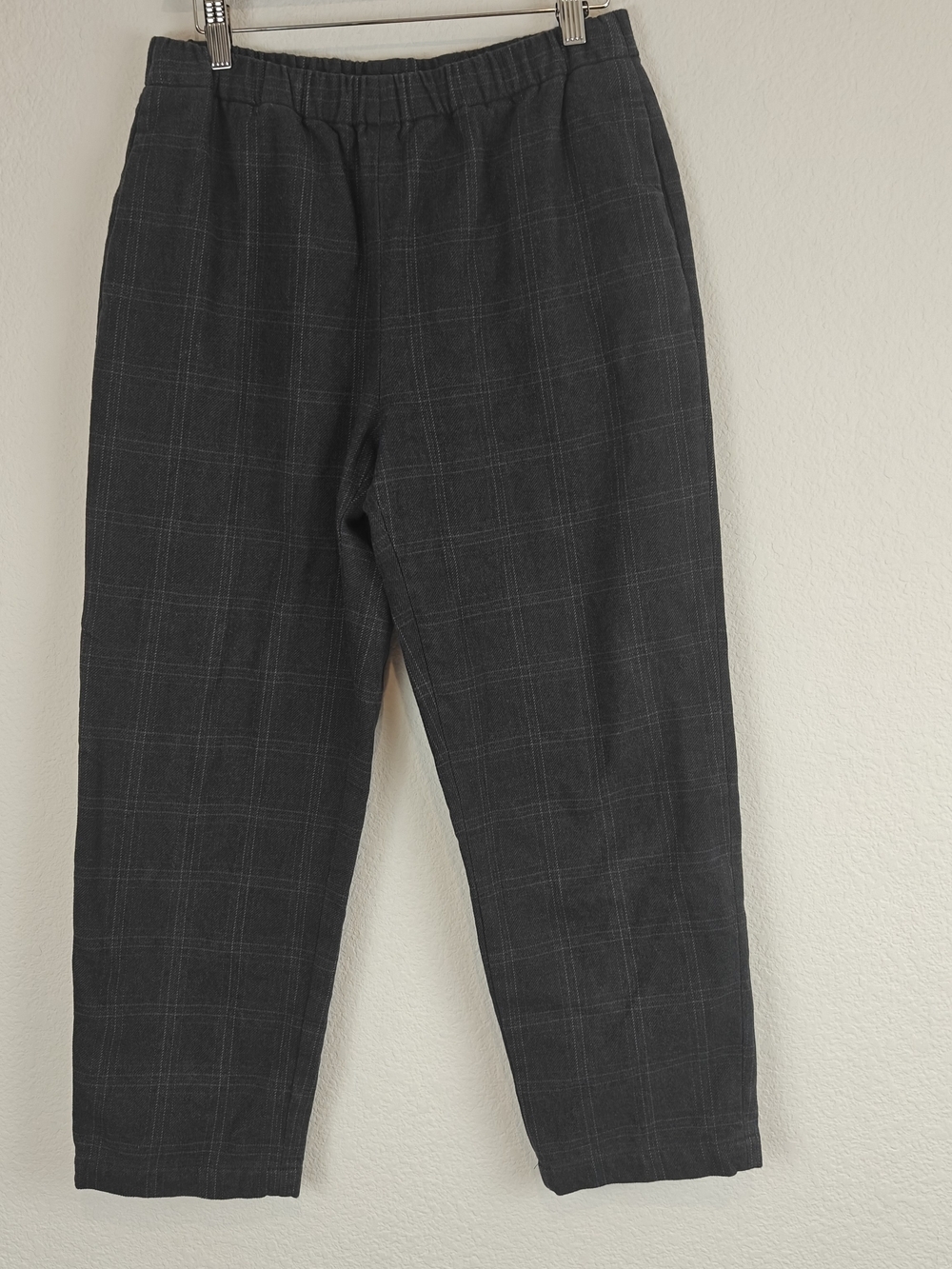 Babaton Plaid High Rise Soleste Pull-On Ankle Pants Grey Check Straight Leg Crop